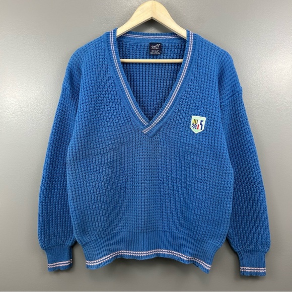 Gant Vintage The Rugger V-Neck Knit Sweater Size Medium - Picture 2 of 9